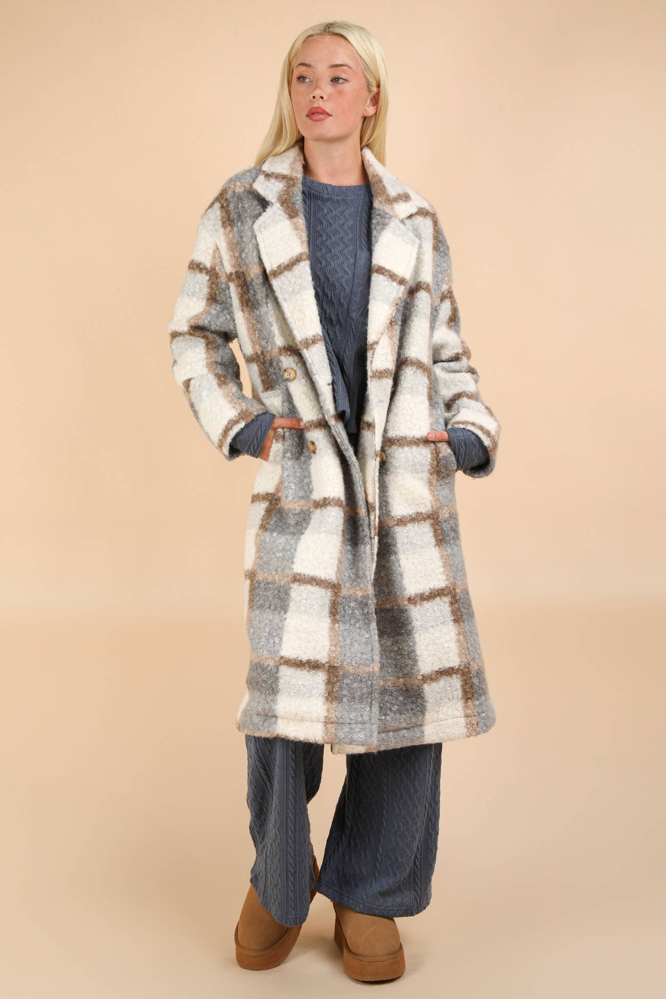 Cozy Plaid Oversized Fuzzy Coat