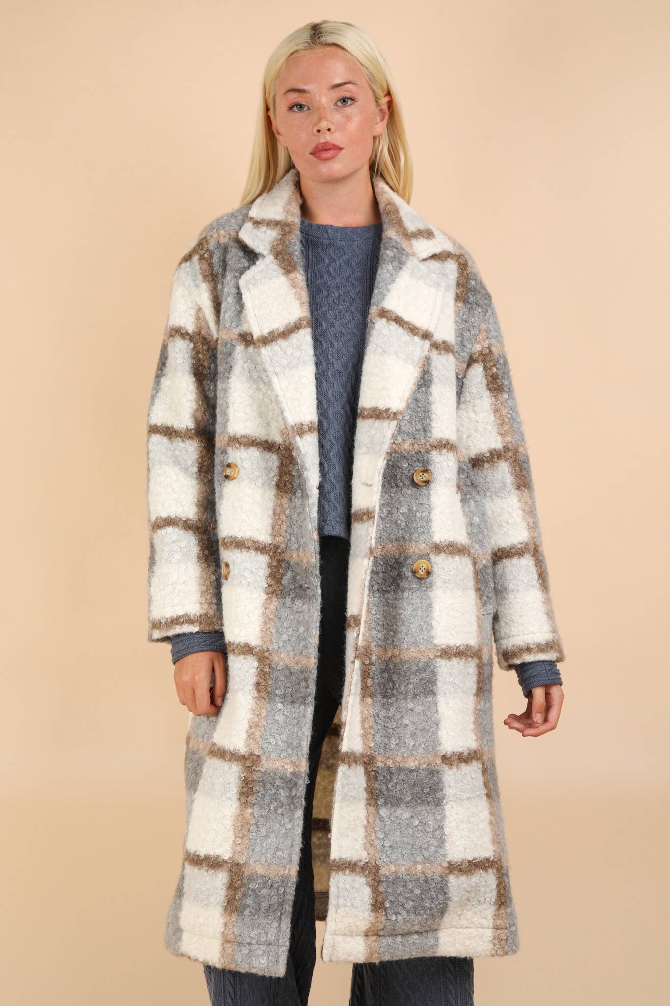 Cozy Plaid Oversized Fuzzy Coat