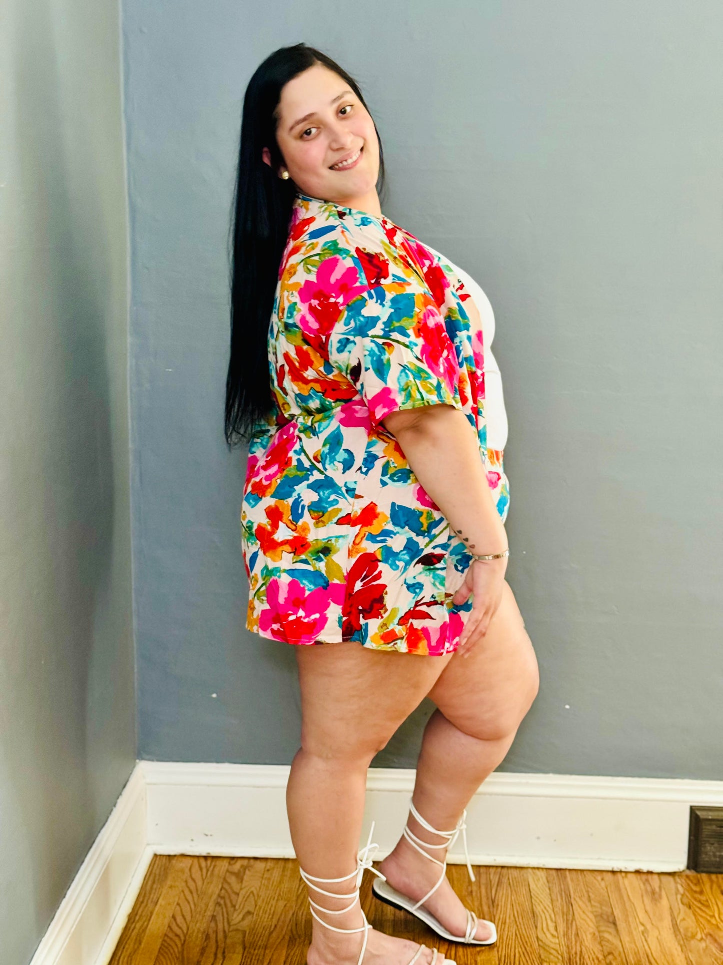 Blossom Breeze Plus Size Floral Print Shorts Set