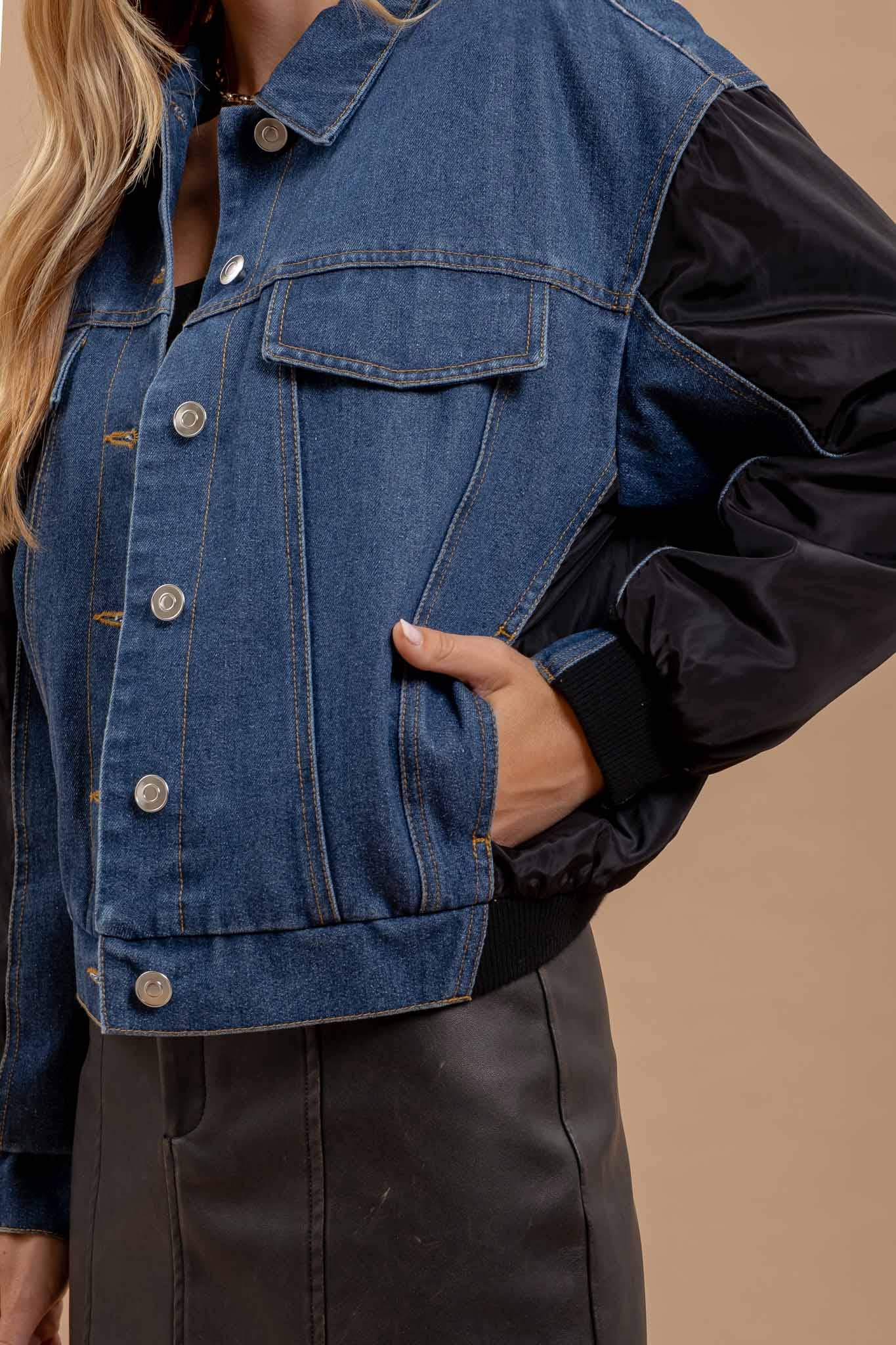 Denim Fusion Contrast Drop Shoulder Jacket