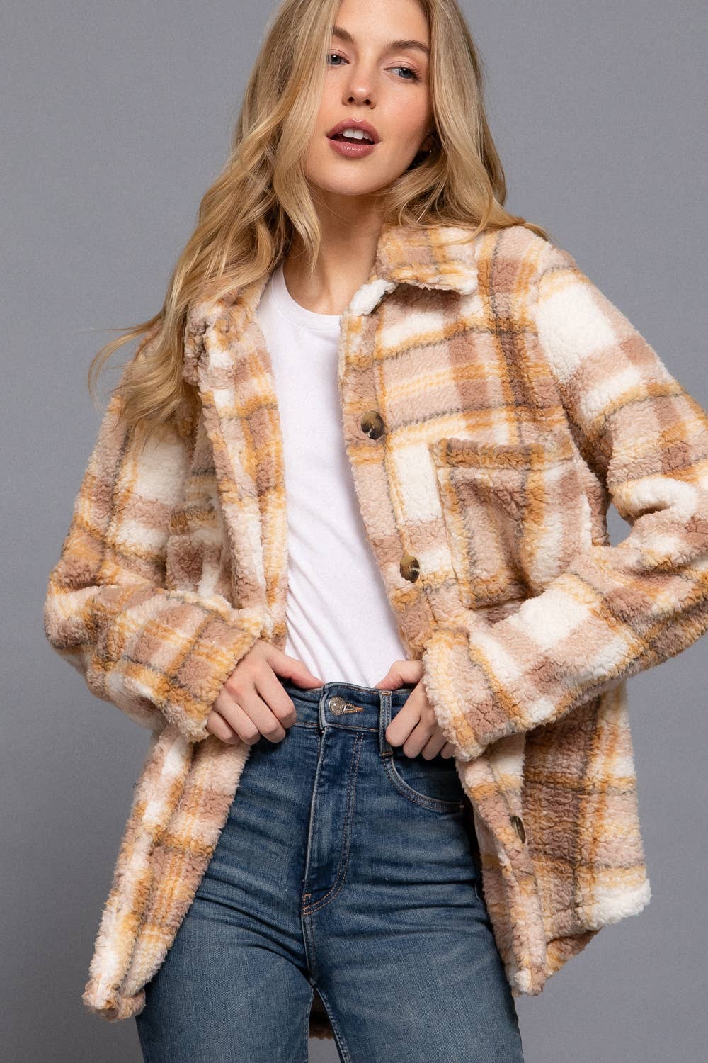 Luxe Oversized Faux Fur Print Jacket