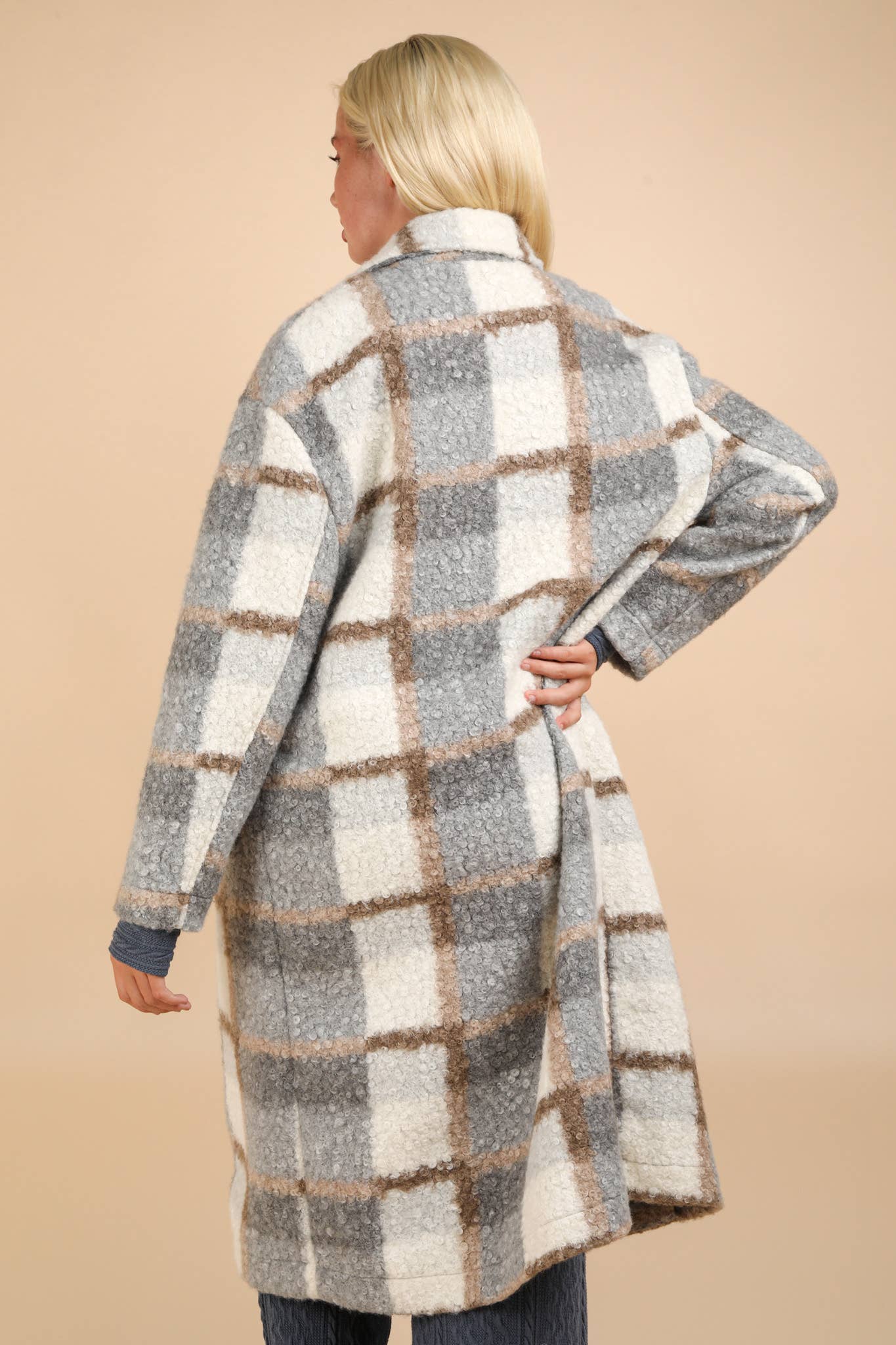 Oversized checked coat best sale