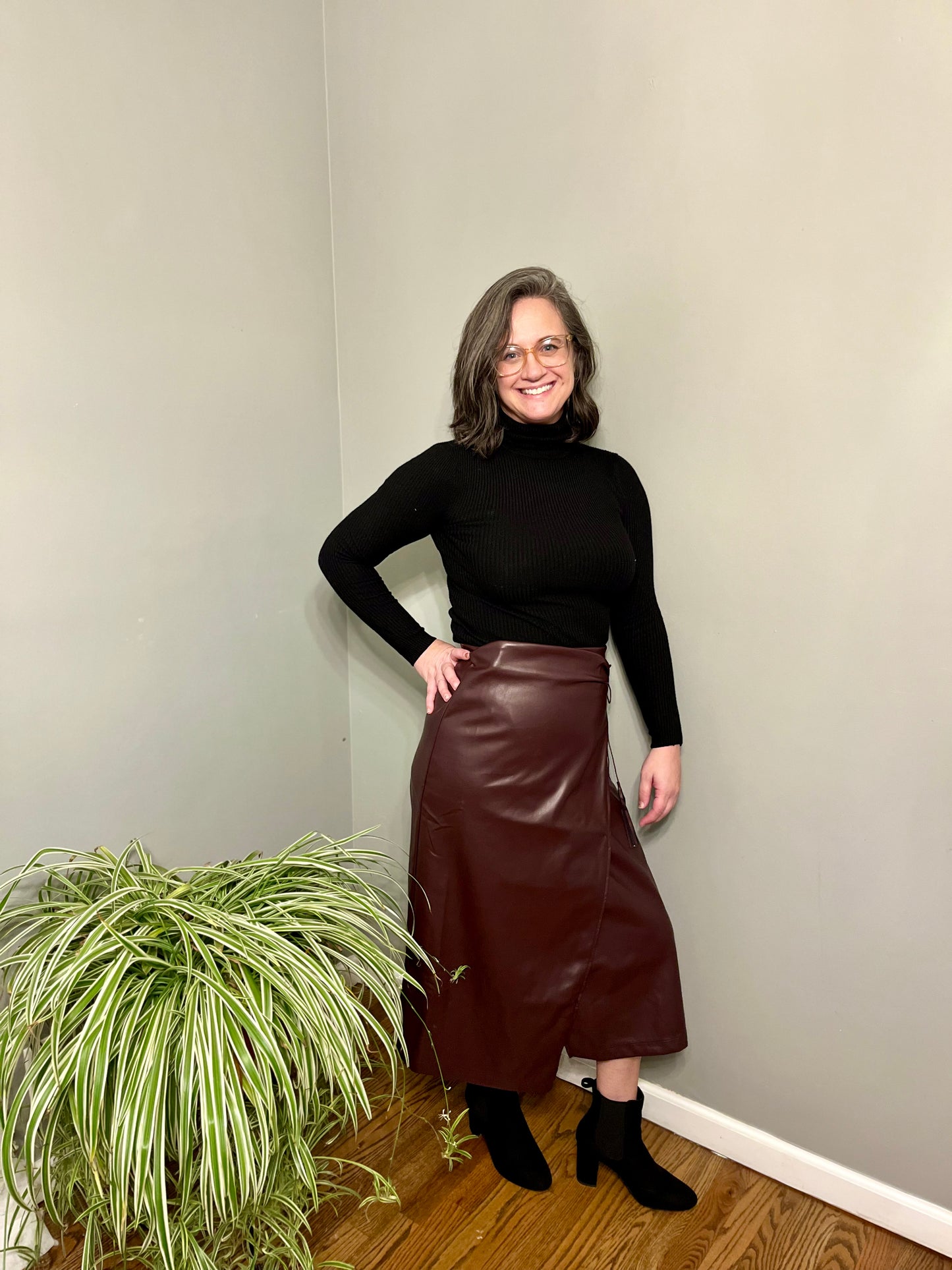 Pleather Wrap Skirt