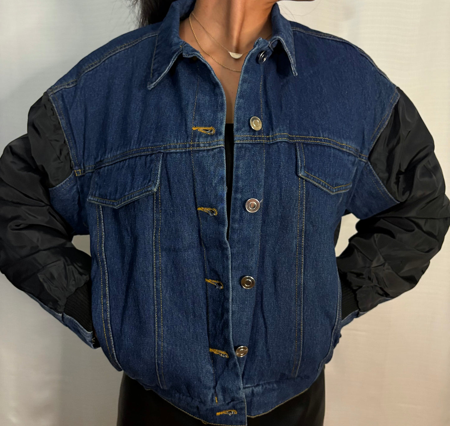 Denim Fusion Contrast Drop Shoulder Jacket