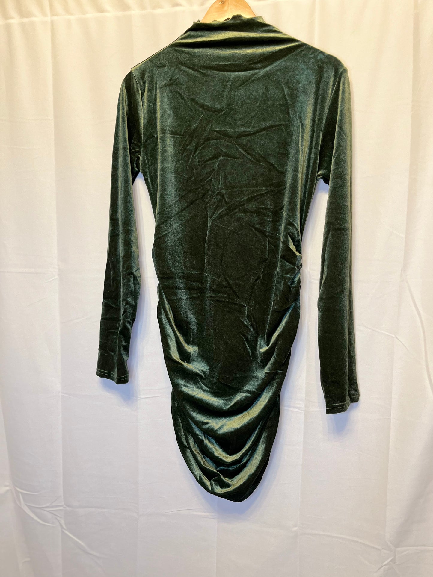 Ruched  Long Sleeve Velvet Dress