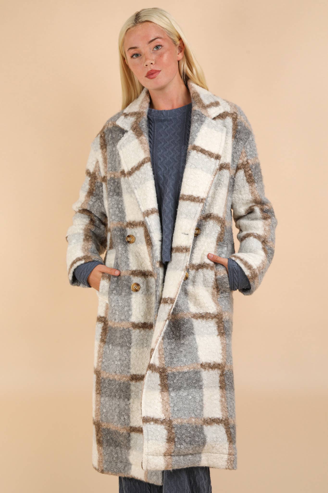 Cozy Plaid Oversized Fuzzy Coat