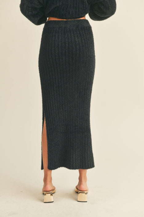 Ribbed Knee Length Sweater Skirt