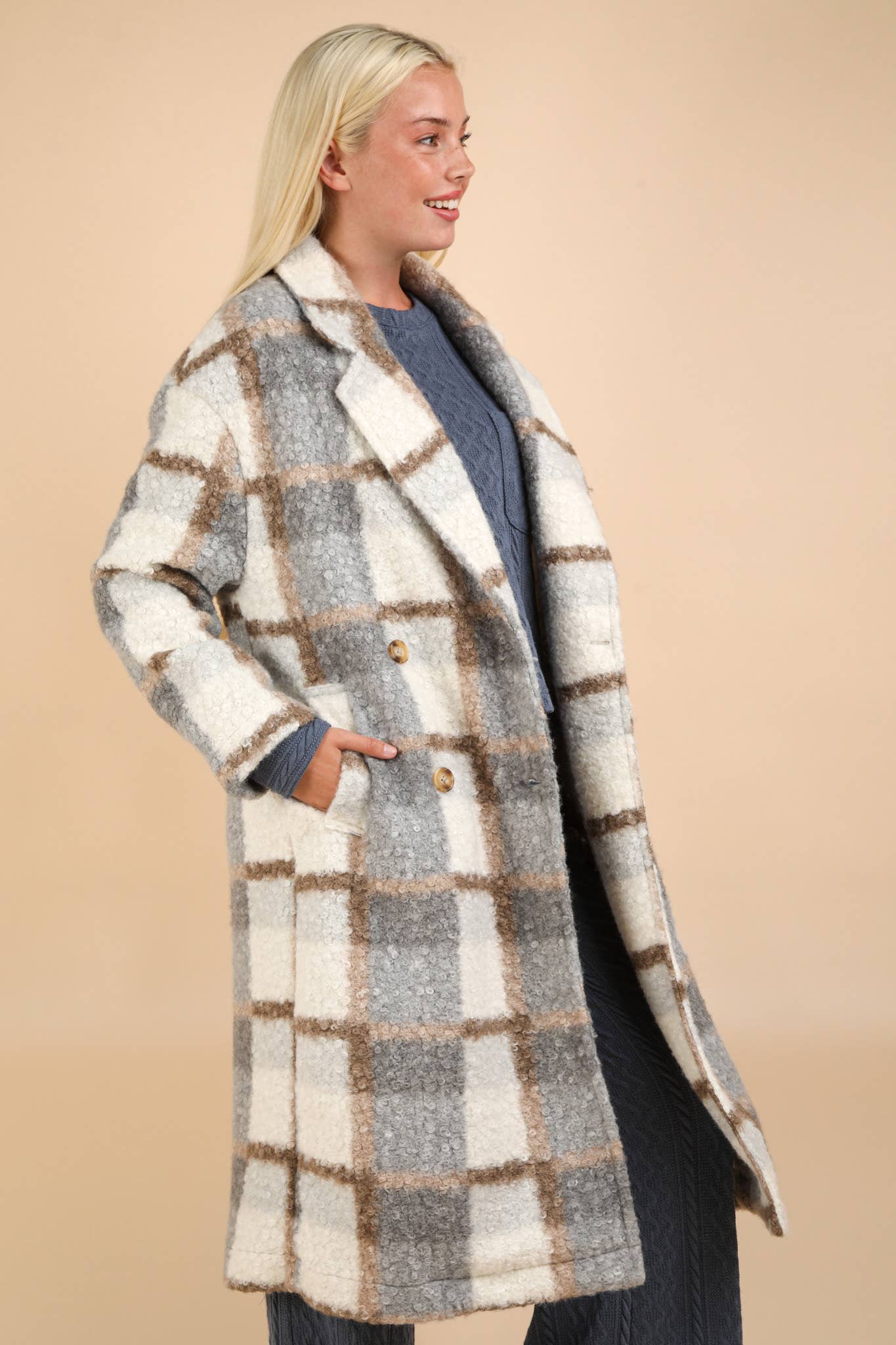 Cozy Plaid Oversized Fuzzy Coat