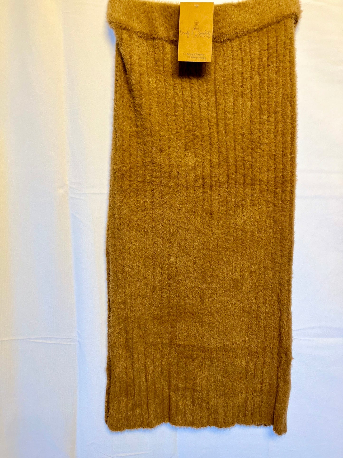 Ribbed Knee Length Sweater Skirt