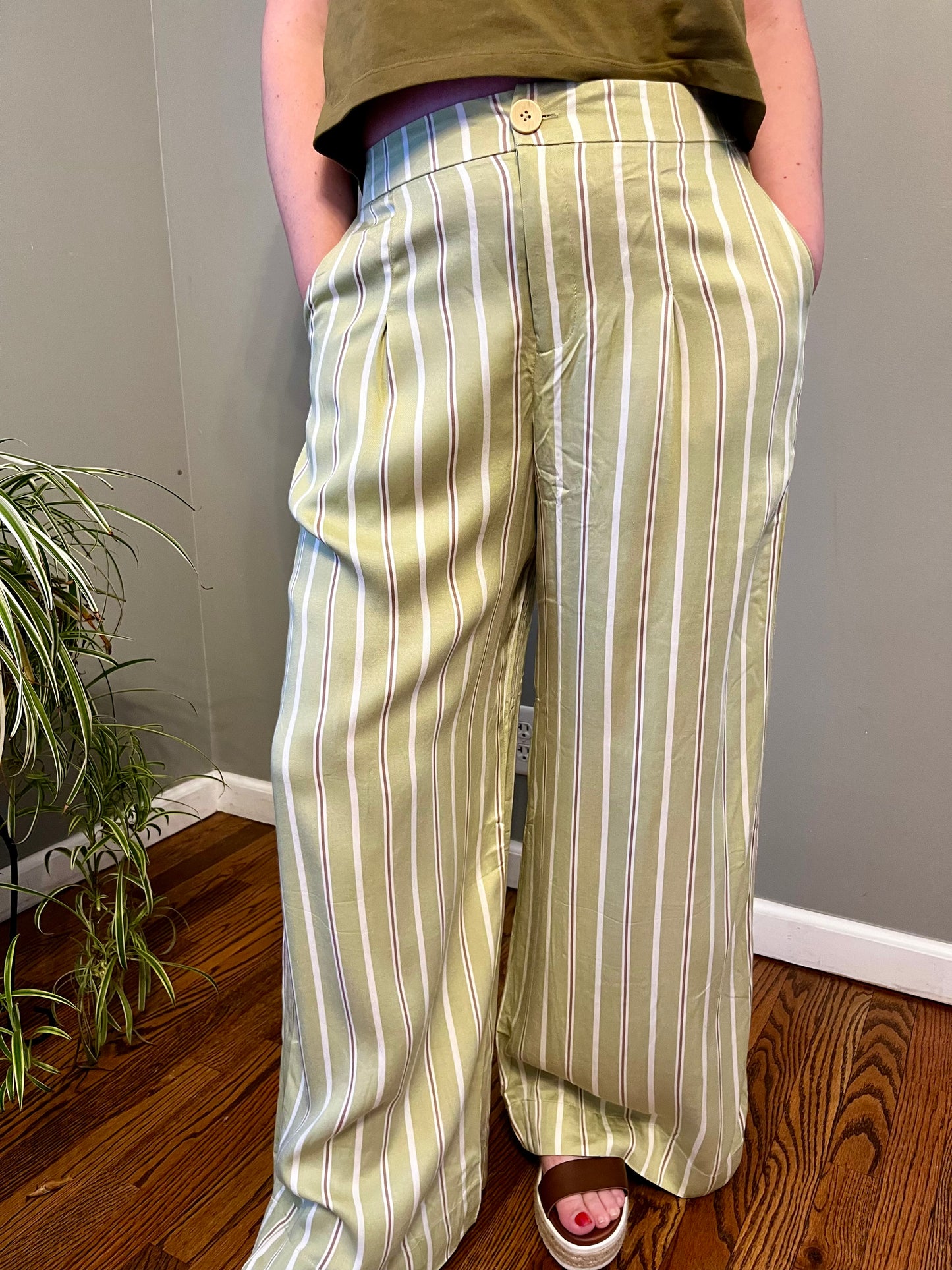 Chic Striped Wide Leg Trousers